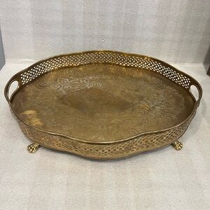 Serving Tray Vintage Brass Tray Carved Household Tea Tray Fruit Tray